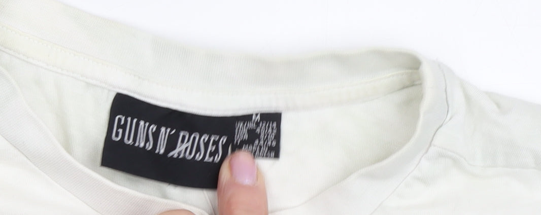 Guns N' Roses Women's White Rock T-Shirt, Short Sleeve