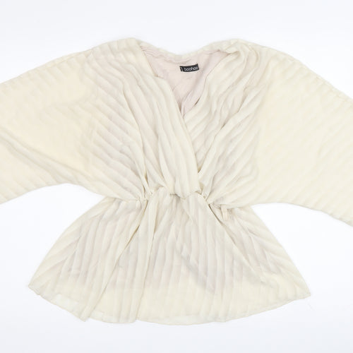 Boohoo Women's Ivory Tunic Blouse, Size 40, 3/4 Kimono Sleeve