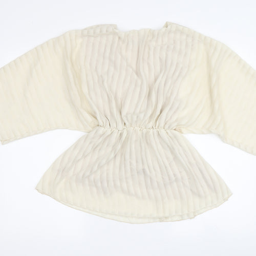 Boohoo Women's Ivory Tunic Blouse, Size 40, 3/4 Kimono Sleeve