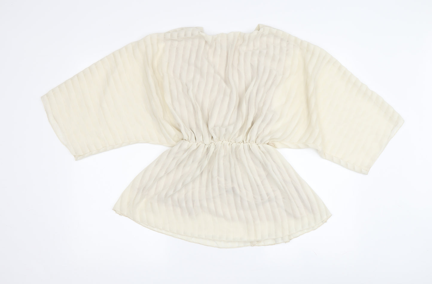 Boohoo Women's Ivory Tunic Blouse, Size 40, 3/4 Kimono Sleeve