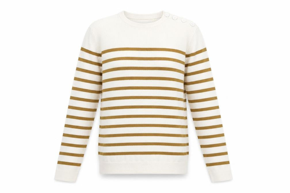 Front view of La Redoute Women's Beige Striped jumper S
