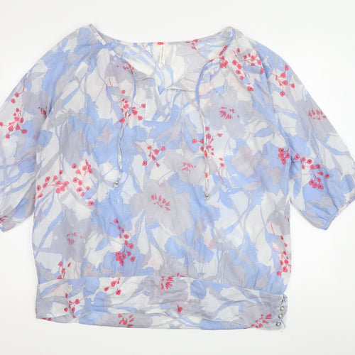 Marks and Spencer Women’s Blue Floral Tunic 3/4 Sleeve Blouse
