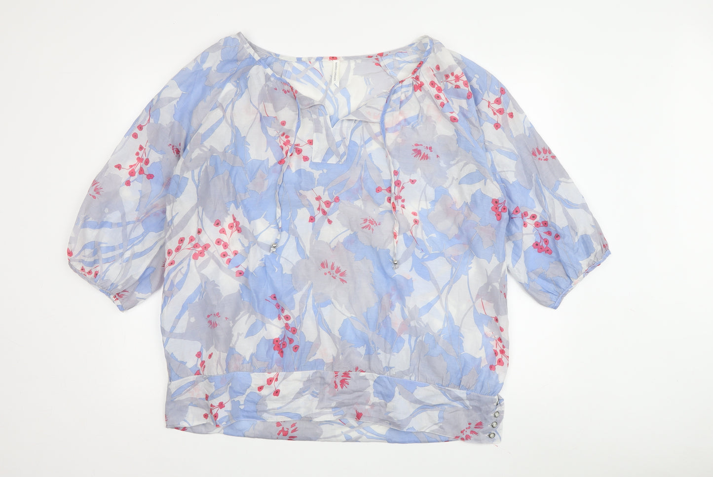 Marks and Spencer Women’s Blue Floral Tunic 3/4 Sleeve Blouse