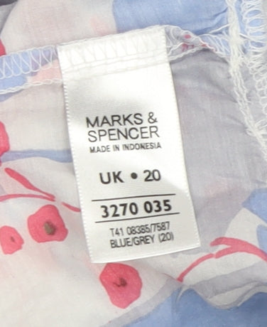 Marks and Spencer Women’s Blue Floral Tunic 3/4 Sleeve Blouse