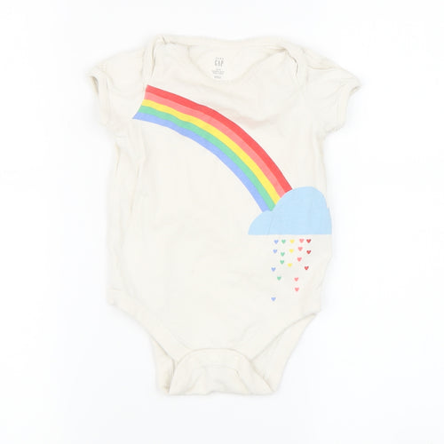 GAP Ivory Unisex Babygrow, 12-18M, Rainbow Design