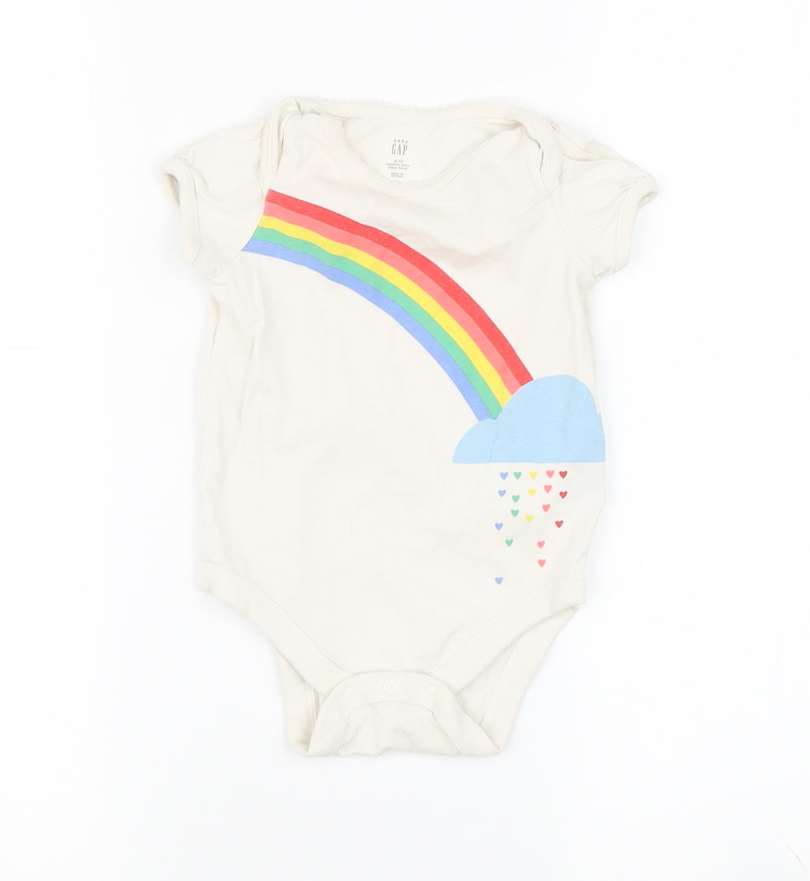GAP Ivory Unisex Babygrow, 12-18M, Rainbow Design