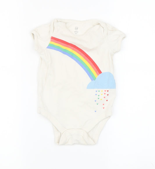 GAP Ivory Unisex Babygrow, 12-18M, Rainbow Design