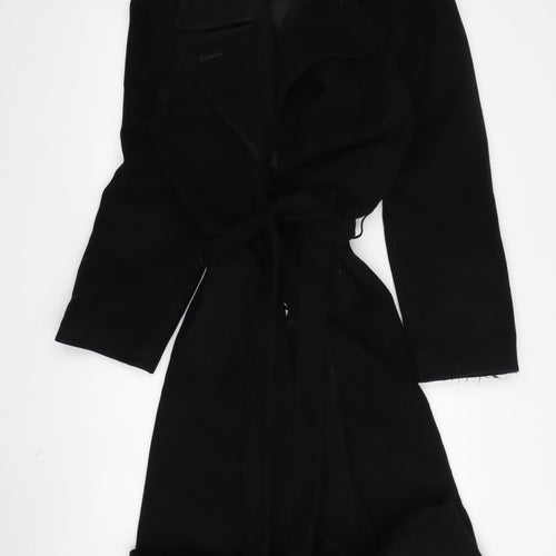 Long Tall Sally Women's Black Wool Trench Coat Size 10