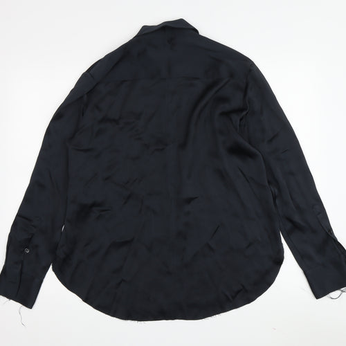 Zara Women's Black Button-Up Shirt, Size 12, Long Sleeve
