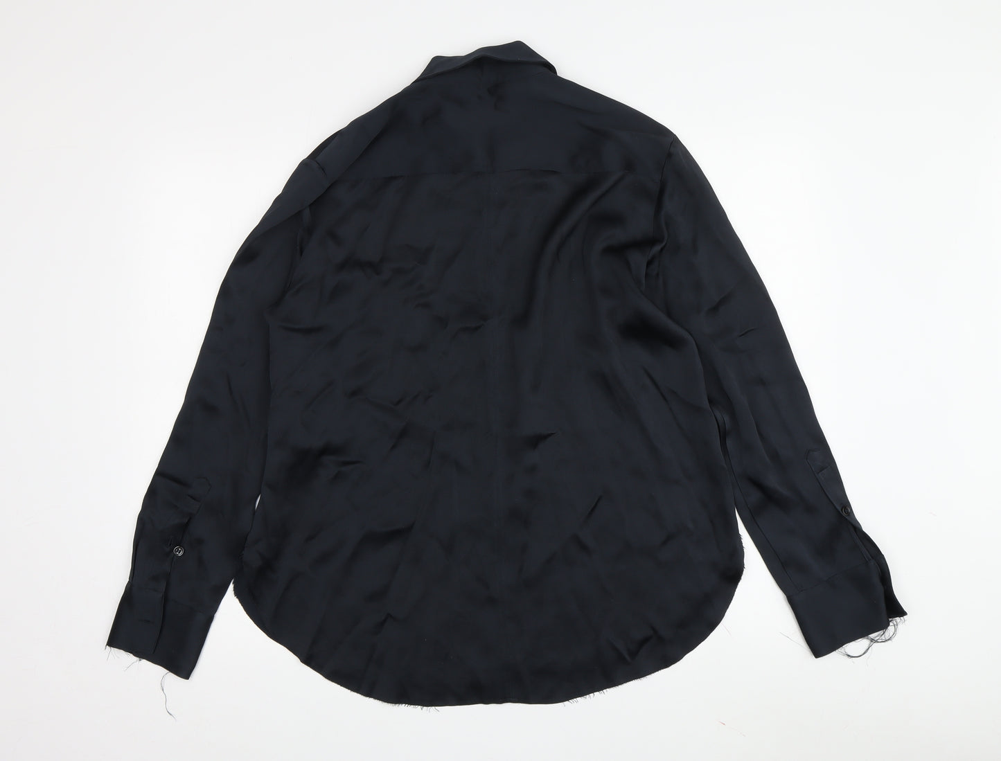 Zara Women's Black Button-Up Shirt, Size 12, Long Sleeve