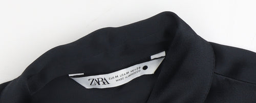 Zara Women's Black Button-Up Shirt, Size 12, Long Sleeve