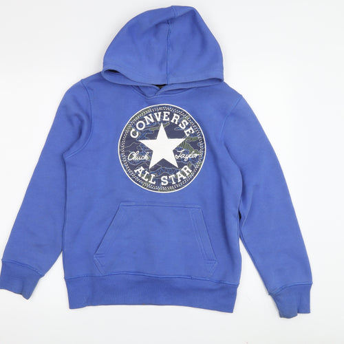 Converse Boys Blue Graphic Print Hoodie, M, Casual, Hooded