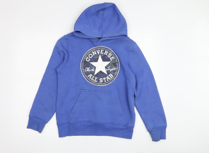 Converse Boys Blue Graphic Print Hoodie, M, Casual, Hooded