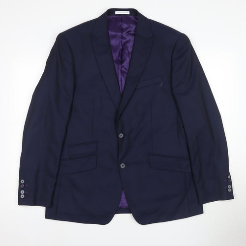 Without Prejudice Men's Blue Wool Blazer 42R Regular Fit