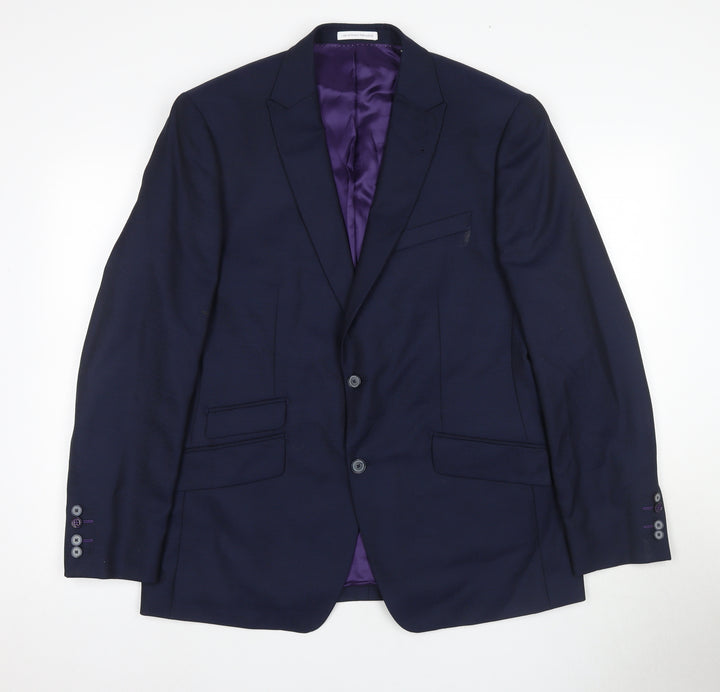 Without Prejudice Men's Blue Wool Blazer 42R Regular Fit