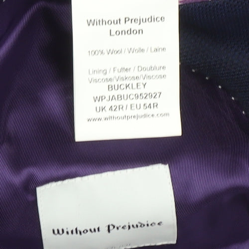 Without Prejudice Men's Blue Wool Blazer 42R Regular Fit
