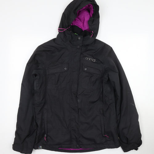 Animal Women's Black Ski Jacket, Size 12, Hooded Waterproof