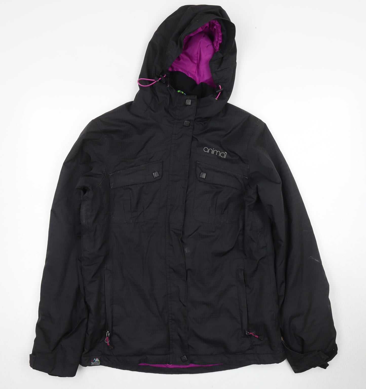 Animal Women's Black Ski Jacket, Size 12, Hooded Waterproof