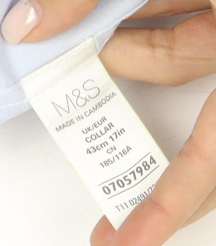 Marks and Spencer Men's Blue Slim Fit Dress Shirt 17