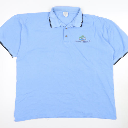 Gildan Men's Blue XL Polo with Beach Theme