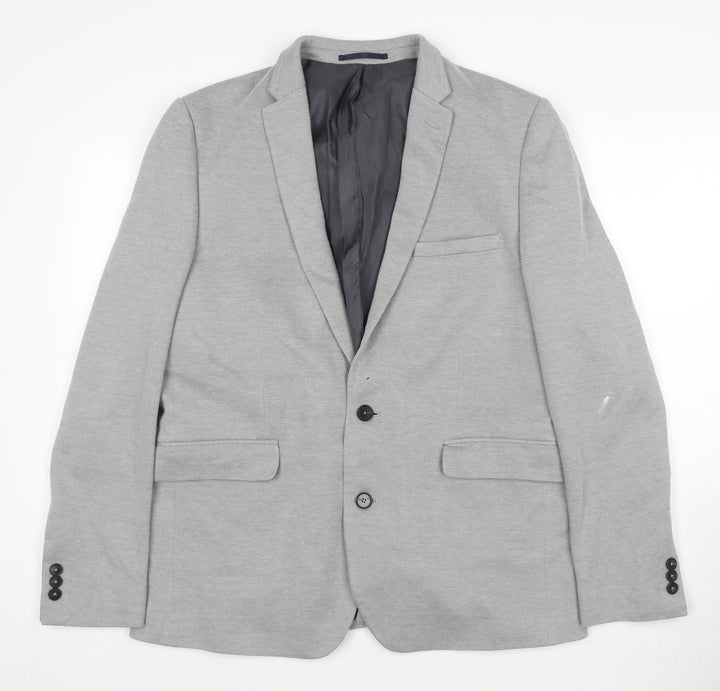 Burton Men's Grey Blazer - 44R, Regular Fit, Two-Button