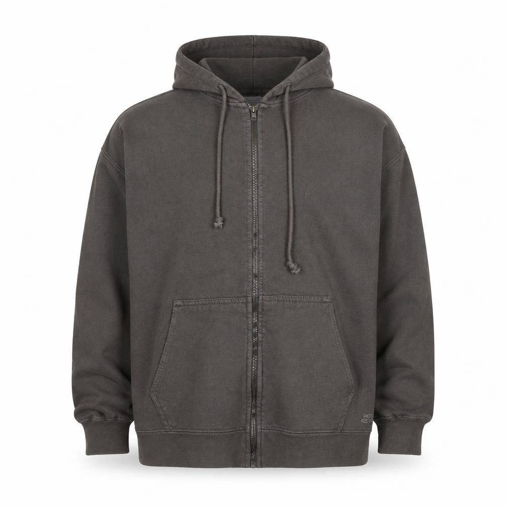 Front view of Pacific Republic Men’s Grey Full Zip Hoodie S