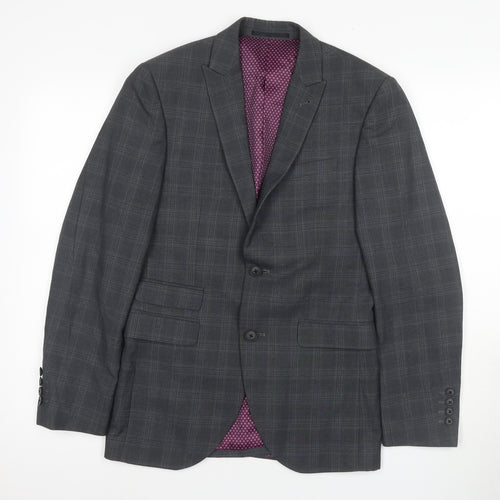 Next Grey Men's Blazer 34R Check Notch Lapel