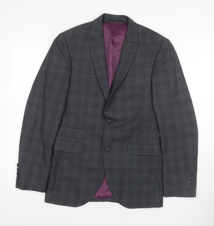 Next Grey Men's Blazer 34R Check Notch Lapel