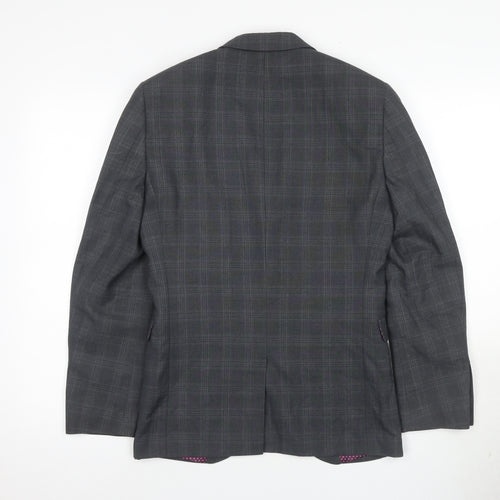 Next Grey Men's Blazer 34R Check Notch Lapel