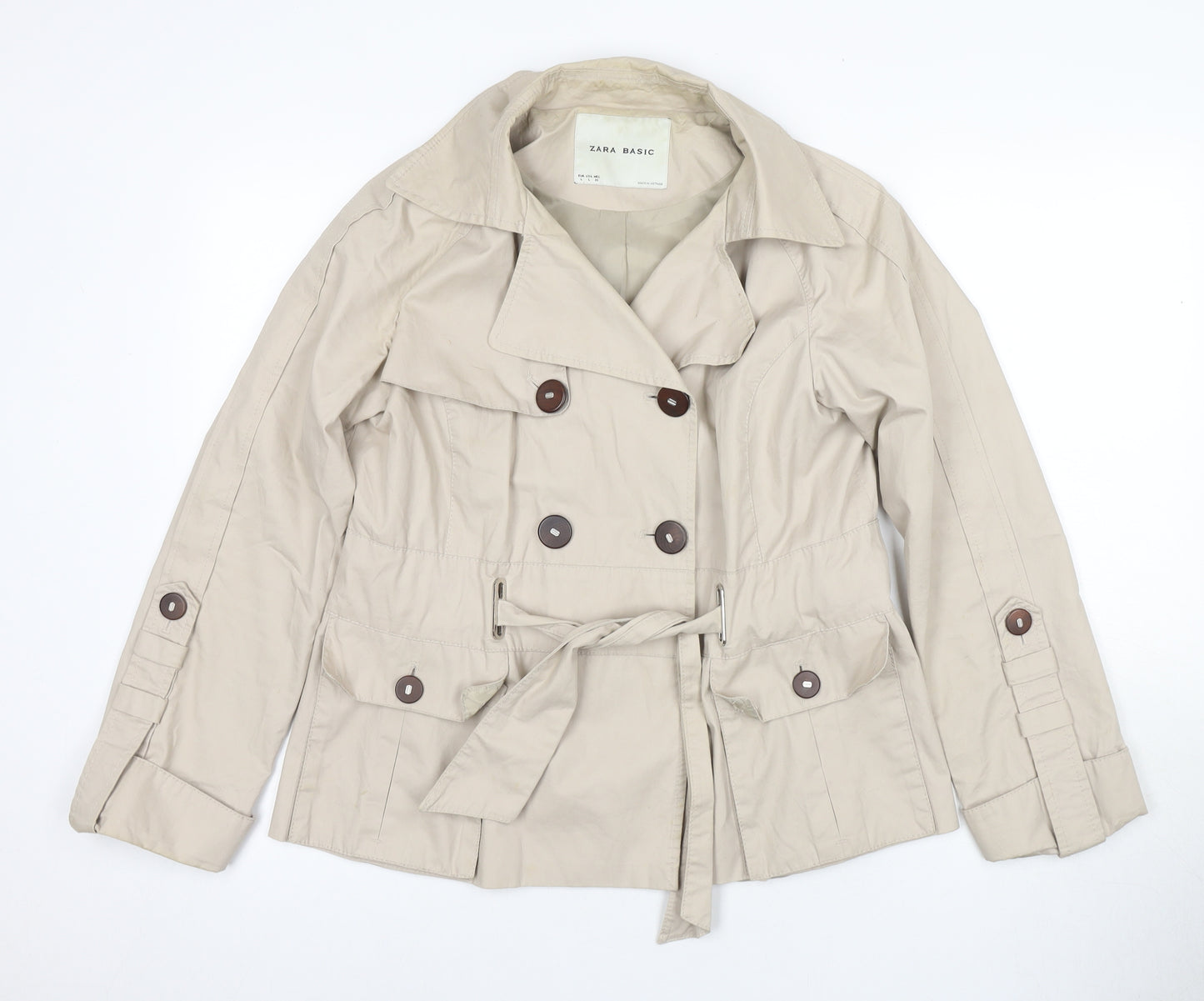 Zara Basic Women's Beige Trench Coat L Classic Style