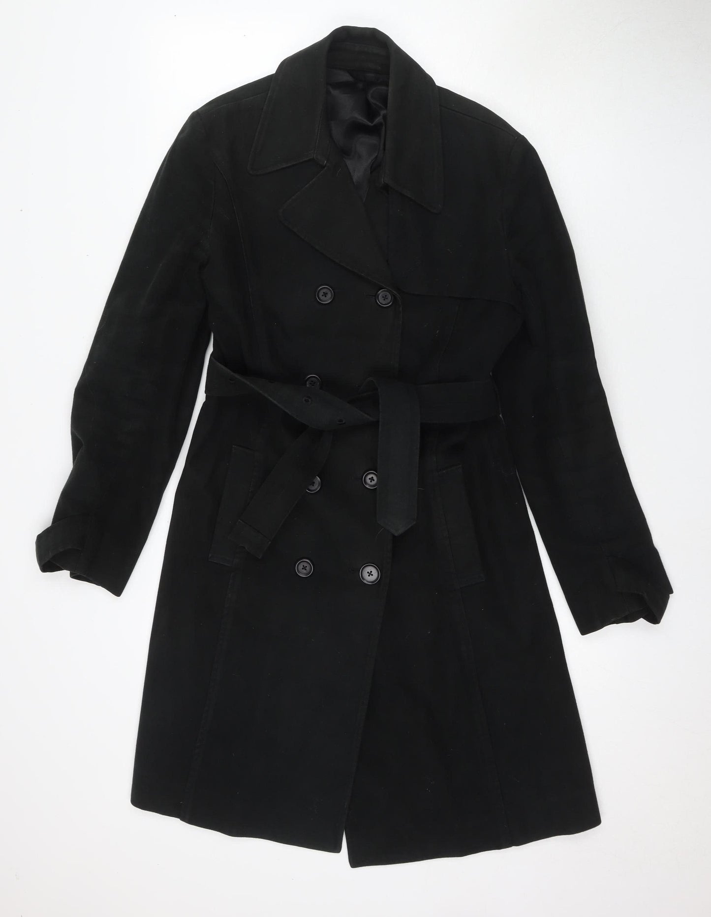 Hobbs Black Women’s Trench Coat Size 14, Cotton, Belted