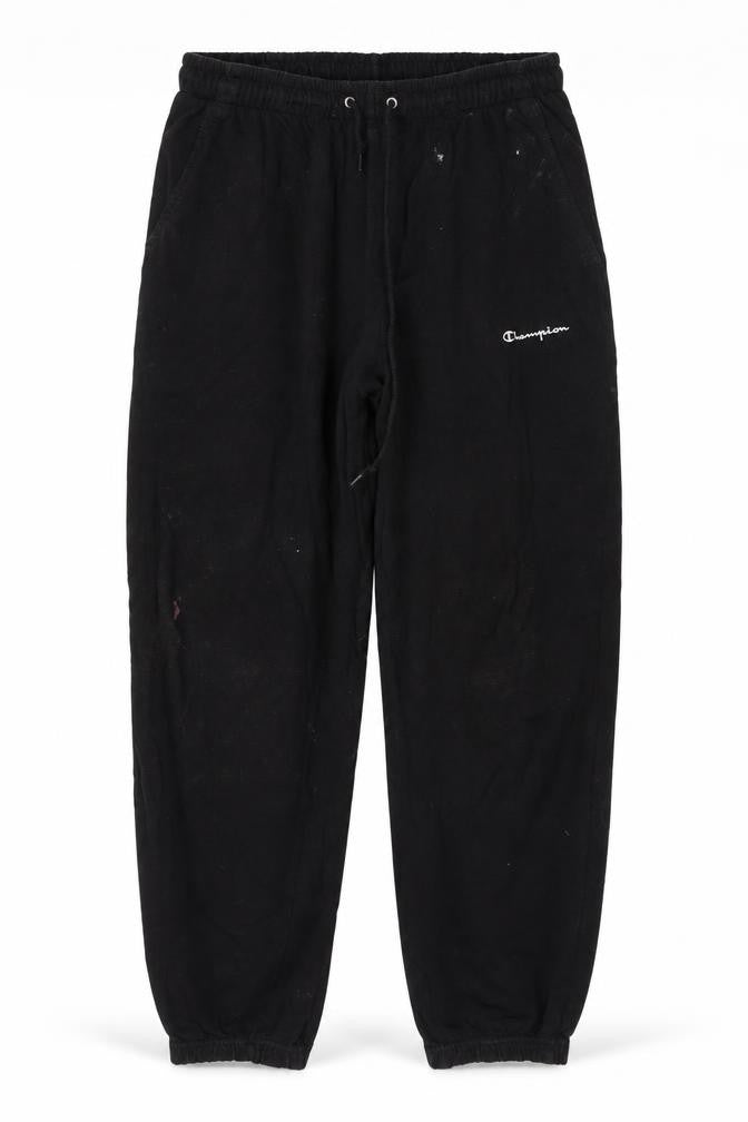 Front view of Champion Men's Black Sweatpants L Elastic Waist