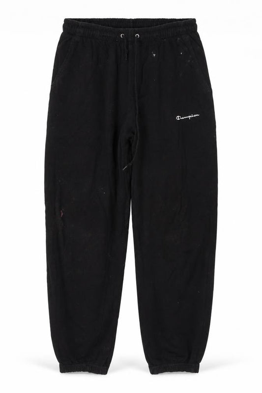 Front view of Champion Men's Black Sweatpants L Elastic Waist