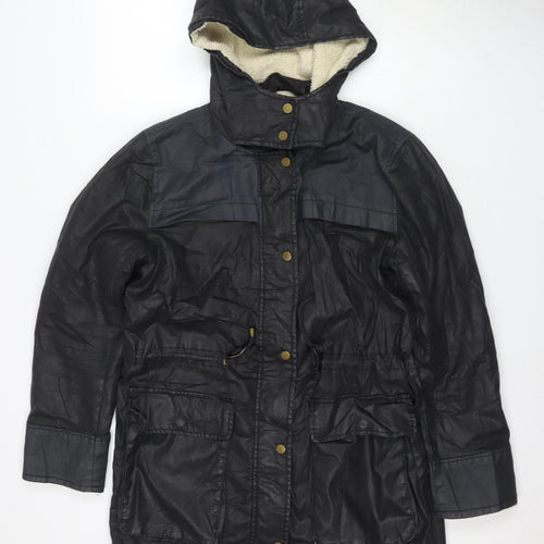 Whistles Women's Black Hooded Parka Jacket Size 10