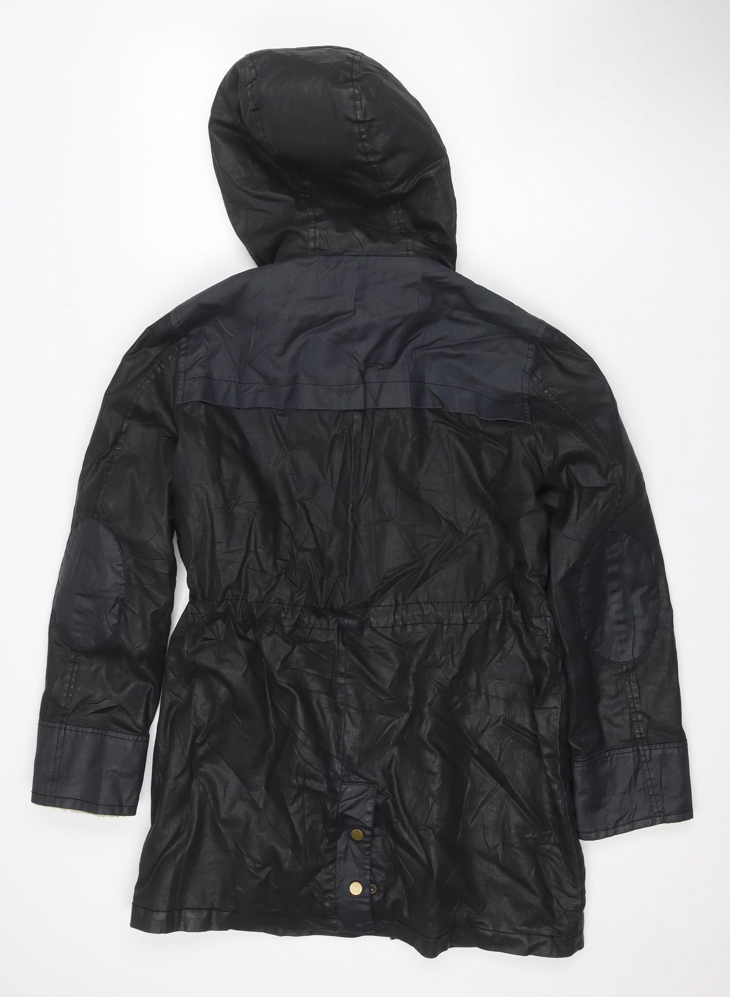 Whistles Women's Black Hooded Parka Jacket Size 10