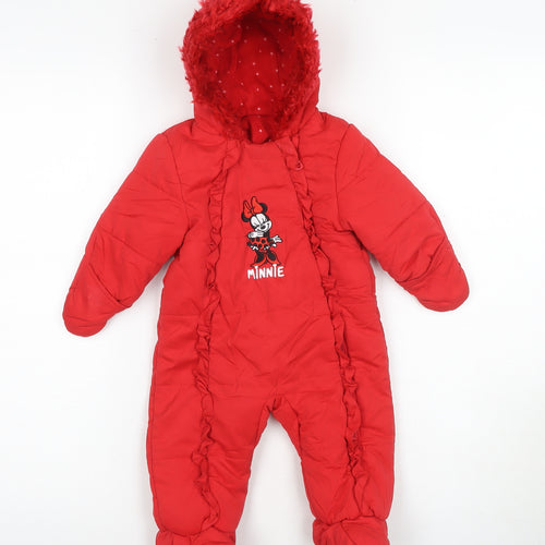 Disney Baby Minnie Snowsuit Red 3-6 Months Unisex Winter Hooded