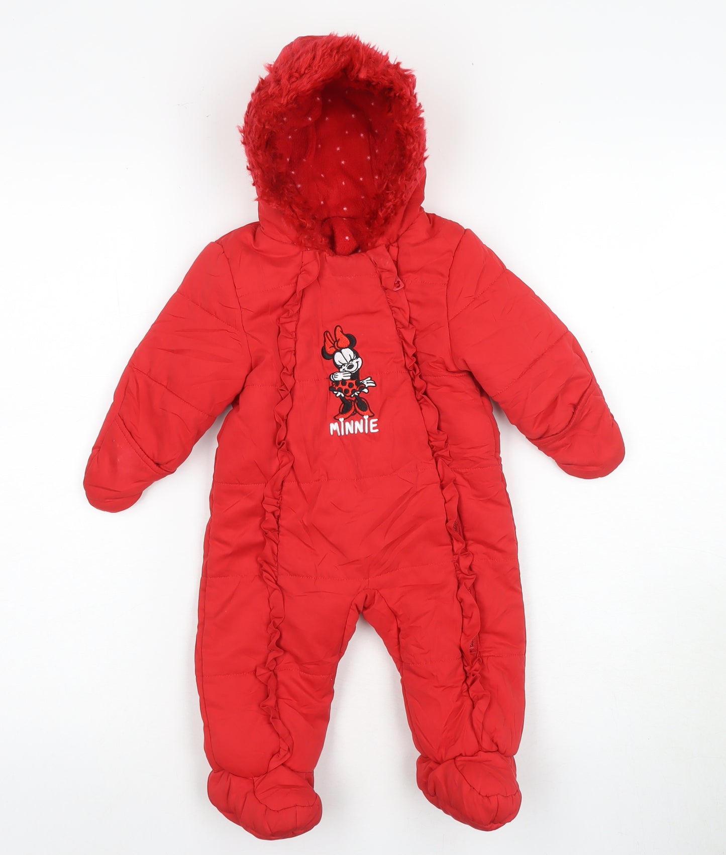 Disney Baby Minnie Snowsuit Red 3-6 Months Unisex Winter Hooded