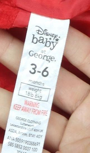 Disney Baby Minnie Snowsuit Red 3-6 Months Unisex Winter Hooded