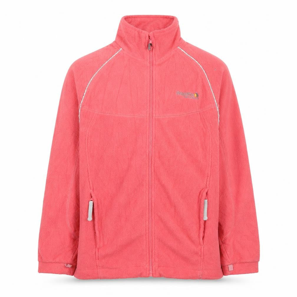 Front view of Regatta girls’ pink jacket, 11 years, full zip, casual