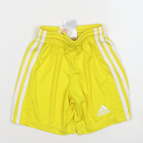 Adidas Boys Yellow Athletic Shorts 5-6 Years Breathable