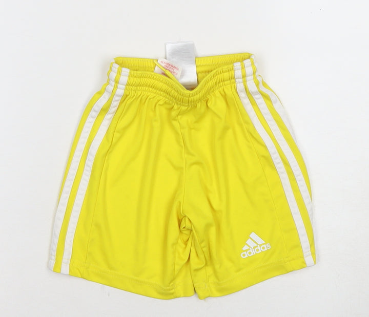Adidas Boys Yellow Athletic Shorts 5-6 Years Breathable