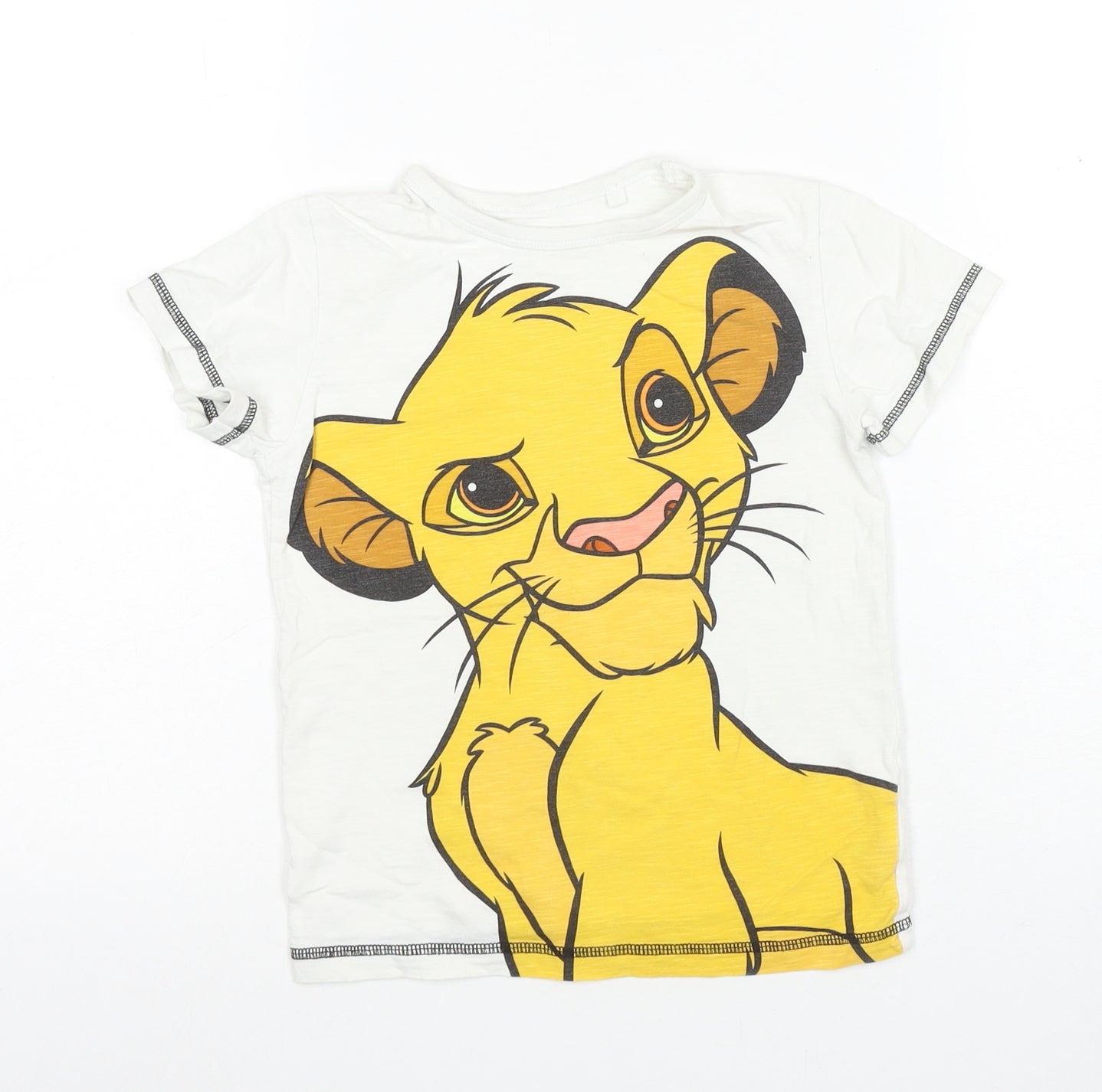 Next Boys White Lion King T-Shirt 4-5 Years Graphic Print