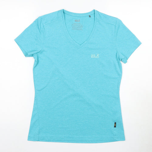 Jack Wolfskin Women's Blue T-Shirt V-Neck Size 10
