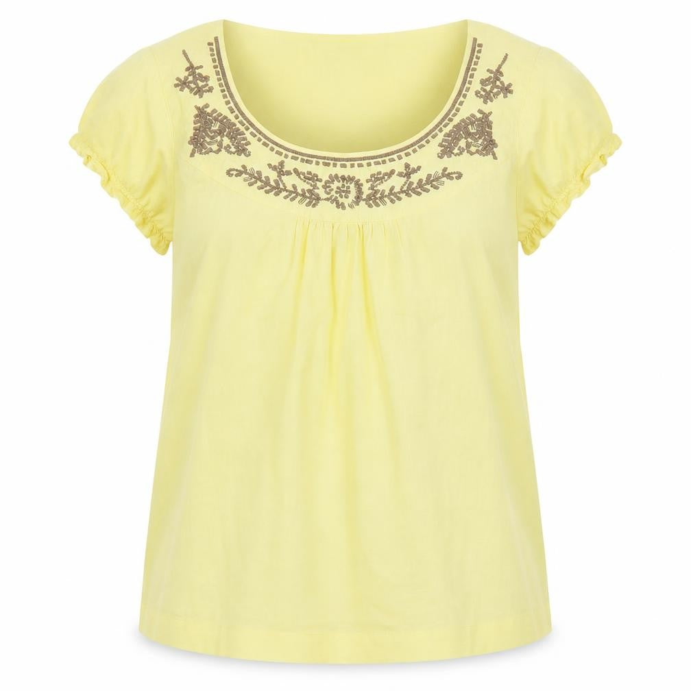 Front view of RJR.John Rocha Yellow Linen Blouse, size 14