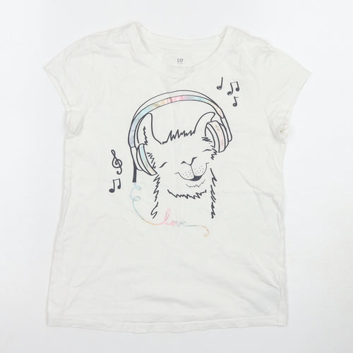 GAP Kids Girls White Graphic T-Shirt, Age 10-11, Casual