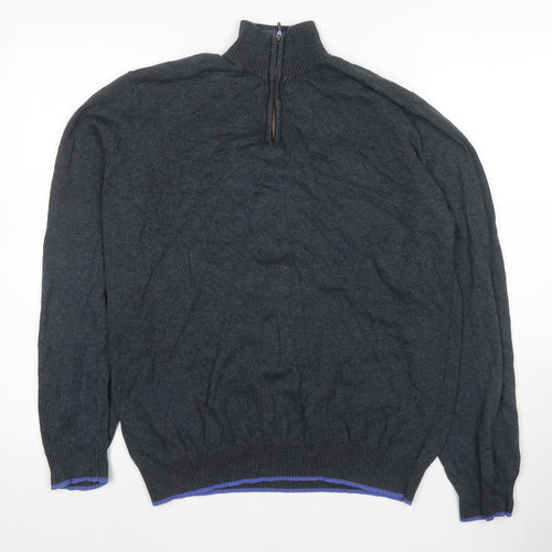 John Lewis Men's Black High Neck 7XL Full Zip Jumper