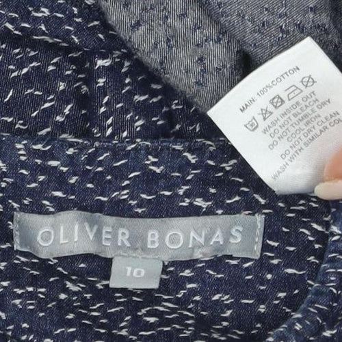 Oliver Bonas Women's Blue Geometric Top Size 10