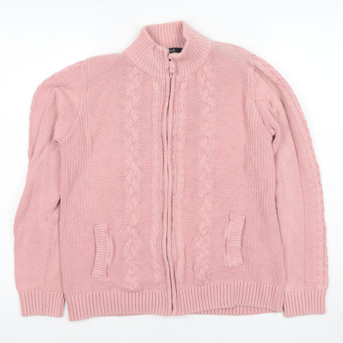 ISLE Women's Pink Full Zip Mock Neck Jumper, Size S