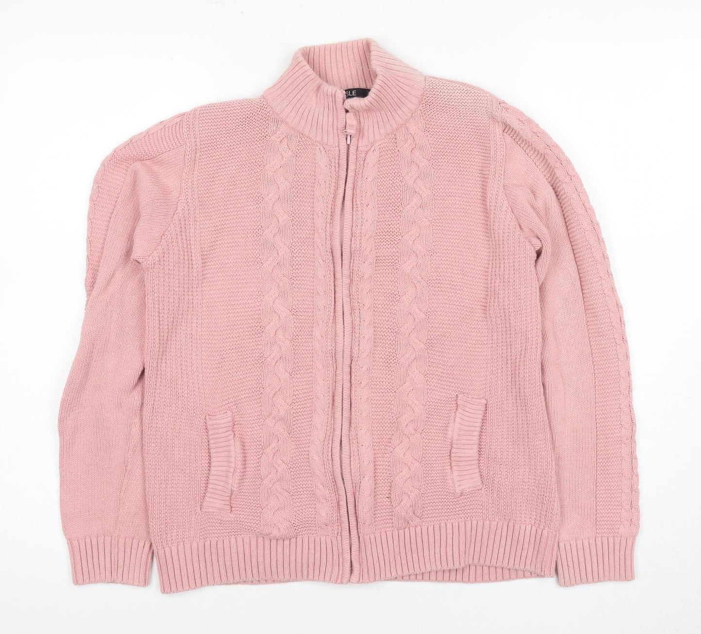 ISLE Women's Pink Full Zip Mock Neck Jumper, Size S
