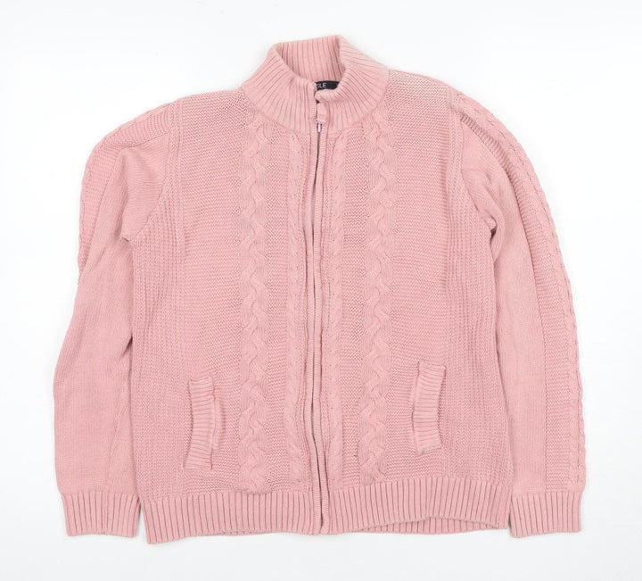 ISLE Women's Pink Full Zip Mock Neck Jumper, Size S